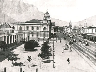Rue Adderley, avec la Bourse commerciale et la Standard Bank, Le Cap, Afrique du Sud, 1895