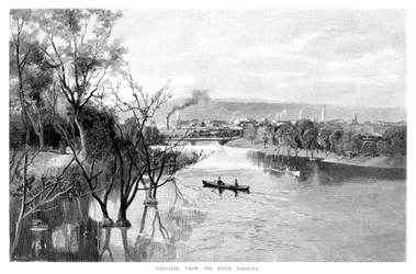 Adélaïde, depuis la rivière Torrens, 1886