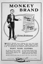 Publicité pour le savon Brookes Monkey Brand, 1918