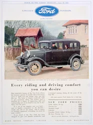 Publicité pour les voitures Ford, 1931