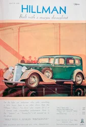Publicité pour les voitures Hillman, 1935