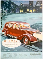 Publicité pour les voitures Hillman, 1936