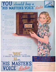 Publicité pour les radios His Masters Voice, 1936