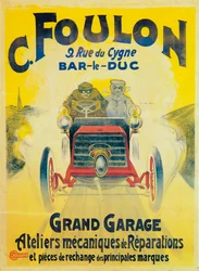 Publicité pour le garage C Foulons, Bar-le-Duc, France, vers 1900