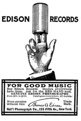 Publicité pour les enregistrements de cylindres phonographiques Edison, 1900