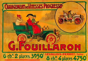 Publicité pour les voitures Fouillaron, vers 1900