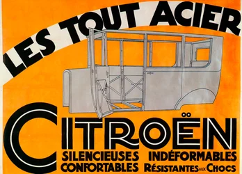 Publicité pour les voitures tout acier Citroën, vers 1924