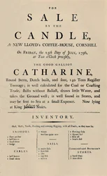Annonce de vente par bougie chez Lloyds, 1796