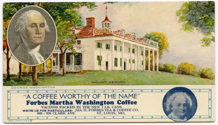 Carte publicitaire pour le café Forbes Martha Washington