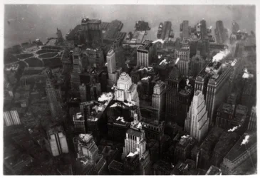 Vue aérienne de Manhattan, New York, USA, depuis un Zeppelin, 1928-1933