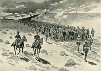 Après Paardeberg : Prisonniers boers en marche, 1901