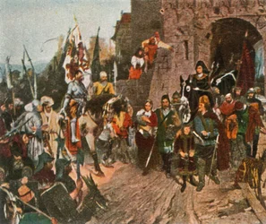 Agnes von Rosenberg rend le château de son père aux Hussites, 1426, 1936