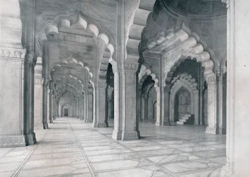 Agra. Intérieur de la Moti Musjid. Mosquée de la Perle, vers 1910