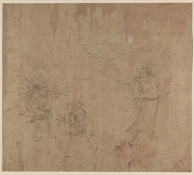 Album de thèmes taoïstes et bouddhistes : Procession de divinités taoïstes : Feuille 18, 1200s