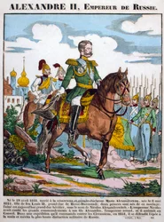 Alexandre II, Tsar de Russie, passant en revue les troupes, vers 1855