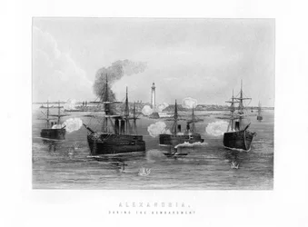 Alexandrie, pendant le bombardement, 1882, 19ème siècle