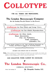 Une publicité pour le procédé Collotype offert par la London Stereoscopic Company, 1903