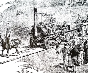 Une locomotive construite par George Stephenson