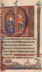 Une page illuminée du Psautier Vaux-Bardolf, vers 1310, 1937