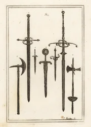 Ancienne épée à deux mains 1,2, dague 3, épée et dague des chevaliers de St