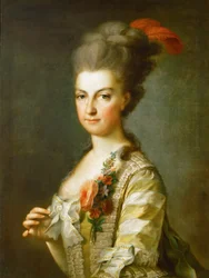 Archiduchesse Maria Christina 1742-1798, Duchesse de Teschen, en robe de soie rayée, vers 1766-1770
