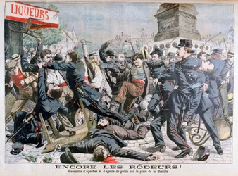 Criminels armés combattant la police, Place de la Bastille, Paris, 1904