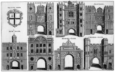Armes et portes de la ville de Londres, vers 1650, 19e siècle