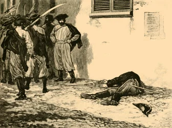 Assassinat du comte Franz Philipp von Lamberg, Budapest, Hongrie, 1848, vers 1890