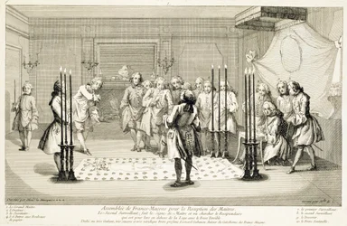 Assemblée de francs-maçons avant l