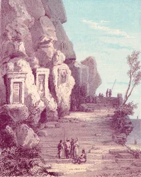 Sculpture assyrienne au Nahr El Kelb ou rivière du Chien, XIXe siècle