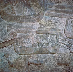 Relief assyrien du transport de bois