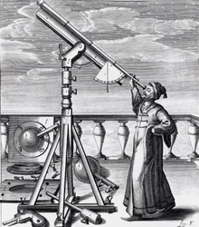 Télescope astronomique avec observateur