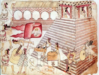 Guerriers aztèques défendant le temple de Tenochtitlan, Mexique