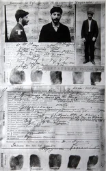 Formulaire de police de Bakou pour le criminel politique J. Jugashvili Staline, 1910