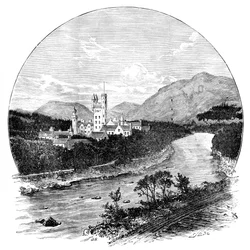 Château de Balmoral et la rivière Dee, Écosse, vers 1888