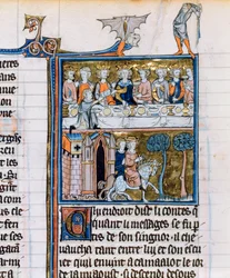 Banquet et cavaliers, vers 1280-1290