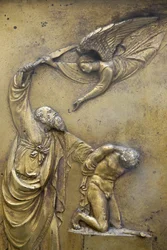 Baptistère de San Giovanni. Porte du Paradis. Abraham sacrifiant Isaac, Florence, Italie