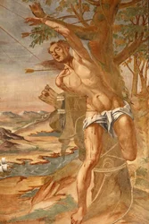 Basilique de Santa Caterina, Galatina, Apulie Fresque dans le cloître Peint par Frère Joseph de Gravina en 1696, Galatina, Italie