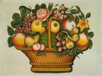 Panier de fruits avec des fleurs, vers 1830