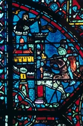 Bataille pour une ville, vitrail, Cathédrale de Chartres, France, vers 1225
