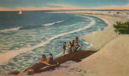 Plage au développement de la station balnéaire de Sabanilla, vers 1940