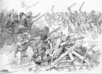 Derrière les fortifications sommaires se trouvaient les hommes du Michigan, 1902