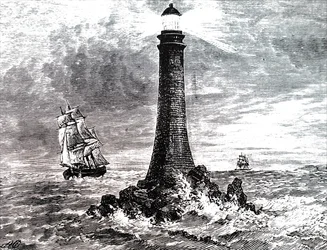 Le phare de Bell Rock dans une tempête
