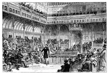 Benjamin Disraeli présentant son projet de réforme à la Chambre des communes, c1867