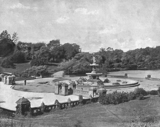 Fontaine Bethesda, Central Park, New York, USA, vers 1900