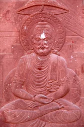 Bhagavad Gita gravé sur un temple hindou : Vrindavan, Inde