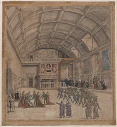 Palais de Binche pendant les célébrations en août 1549, 1549
