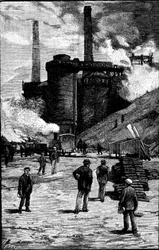 Hauts fourneaux, Galles du Sud, 1885