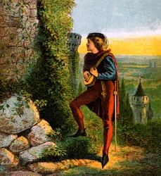 Blondel à la prison de Richard, 12ème siècle, vers 1850