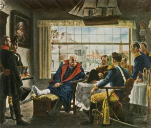 Blücher prend possession des médailles et du chapeau de Napoléon après Waterloo, 18 juin 1815, 1936